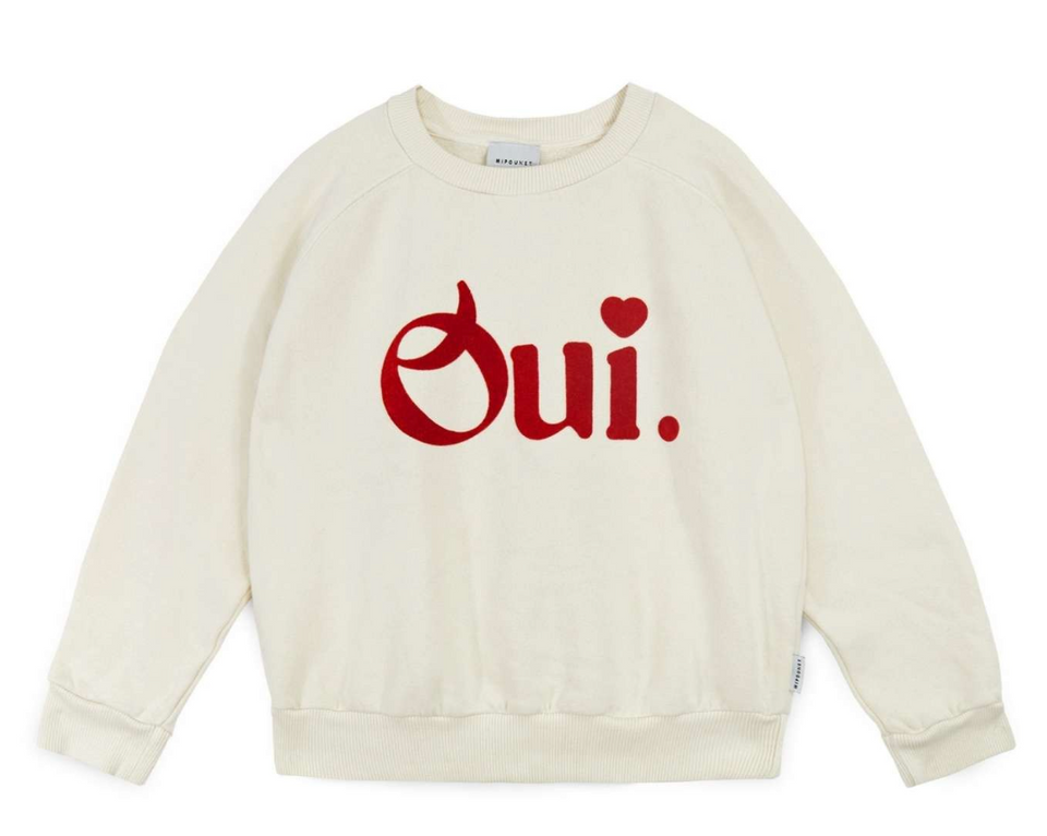 Mipounet “Oui” Cream Fleece Sweatshirt