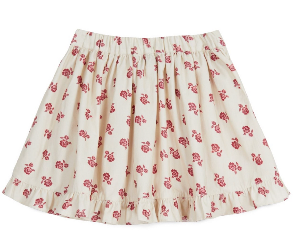 Mipounet Cream Printed Corduroy Skirt