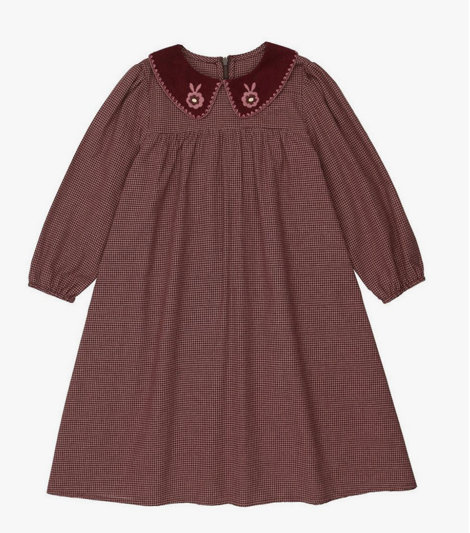 Jolee Burgundy Gingham Dress