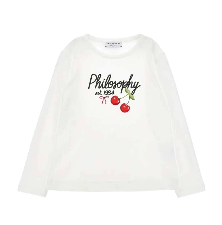 Philosophy White LS Tee Logo Print
