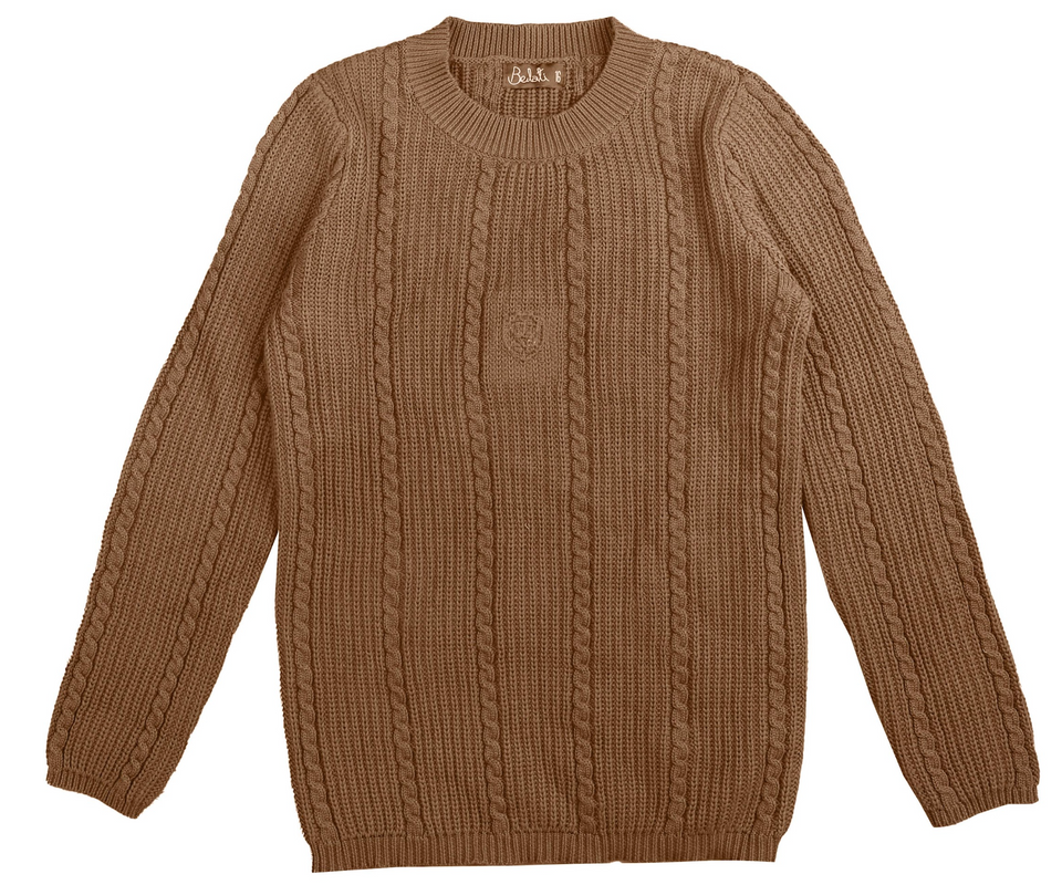 Belati Mocha Mockneck Cable Knit W/ Emblem