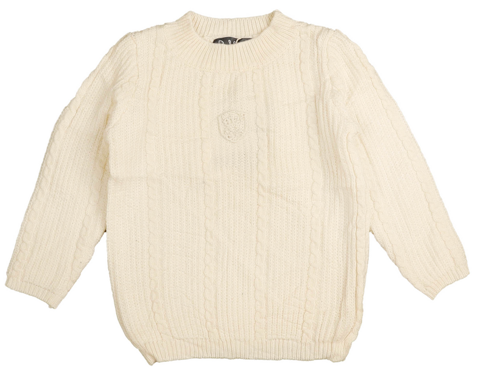 Belati Ivory Mockneck Cable Knit W/ Emblem