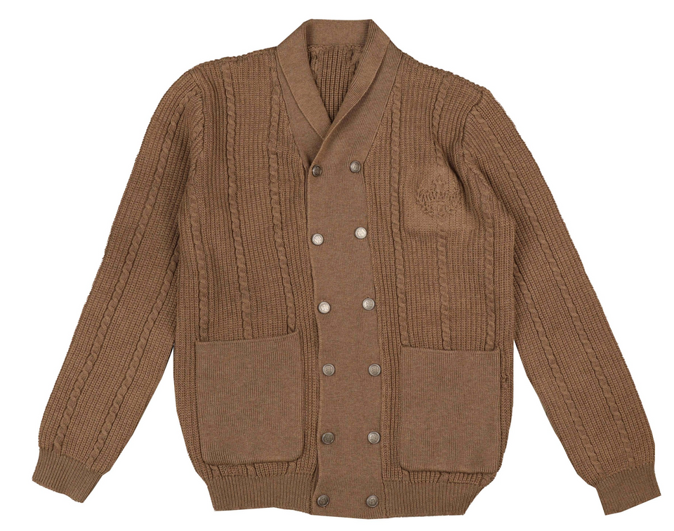 Belati Mocha Double Breasted Cable Cardigan