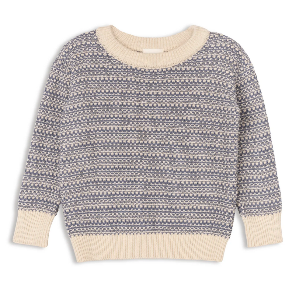Looms Distressed Knit Blue/Ivory Sweater