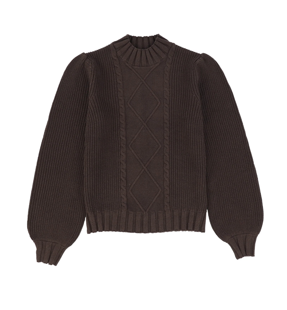Valentine Brown Chunky Cable Knit Sweater