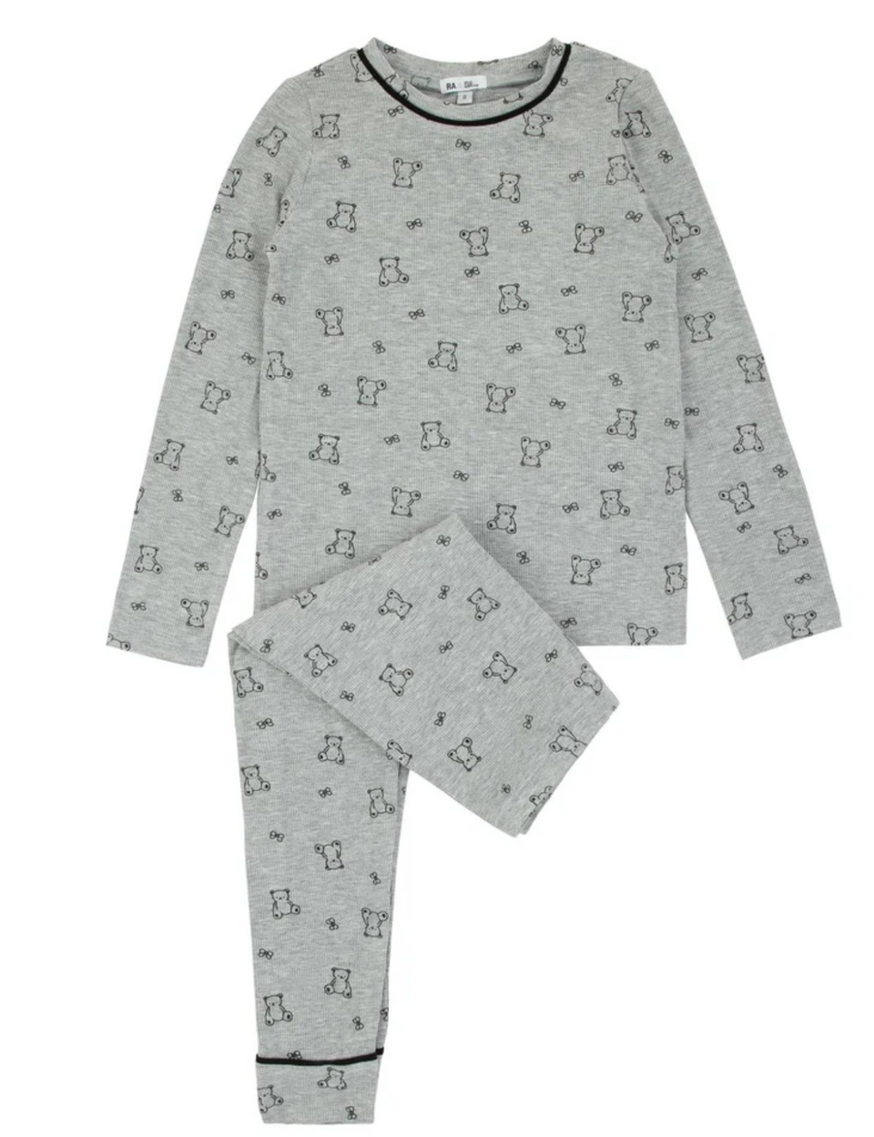 Ra and Da Grey Modal Bear Print Pajamas