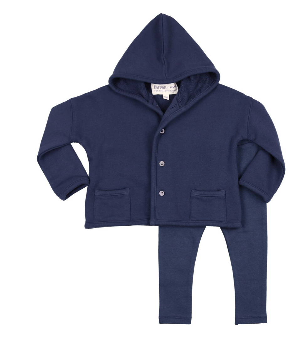 Farren + Me Washed Blue Hooded Set