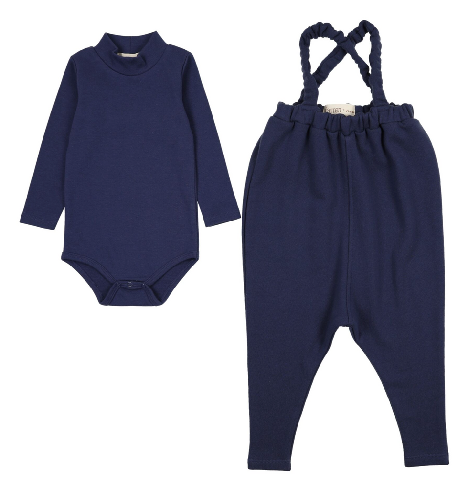 Farren + Me Washed Blue French Terry Overall Set