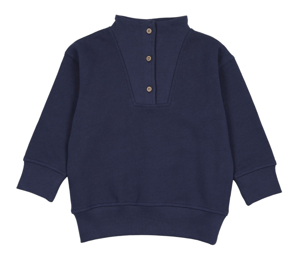 Farren + Me Washed Blue Buttoned Neck Sweatshirt