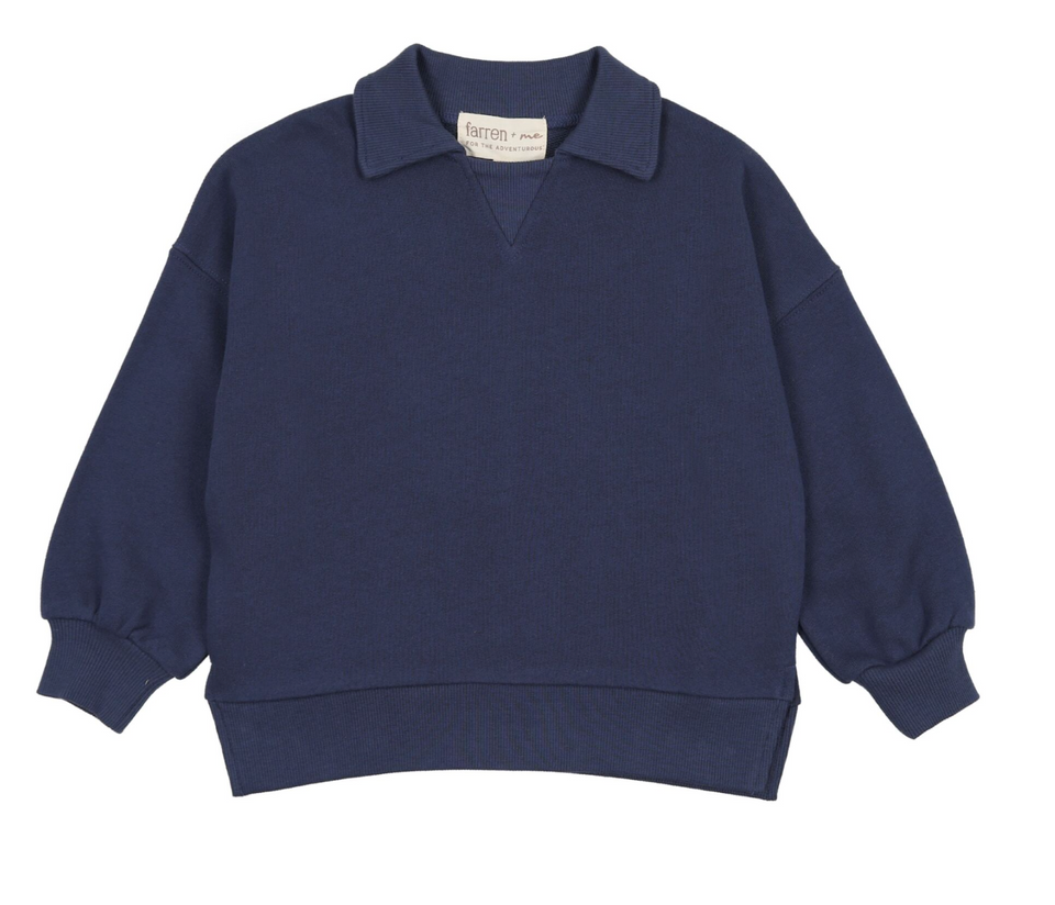 Farren + Me Washed Blue Polo Sweatshirt