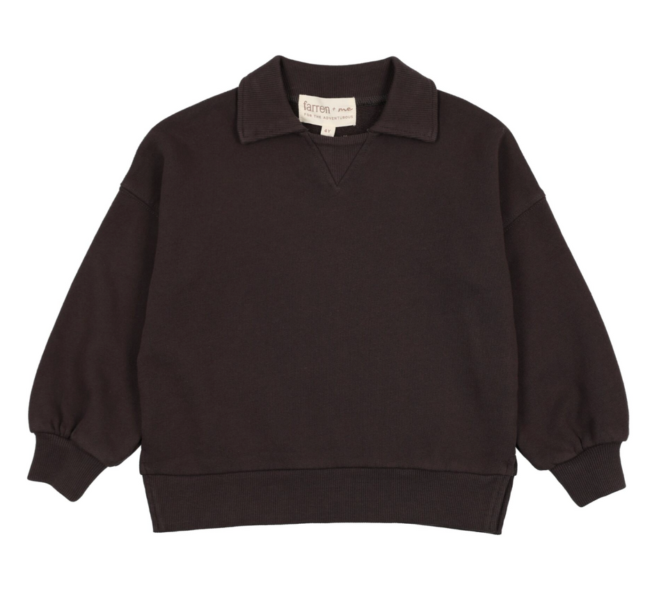 Farren + Me Washed Black Polo Sweatshirt