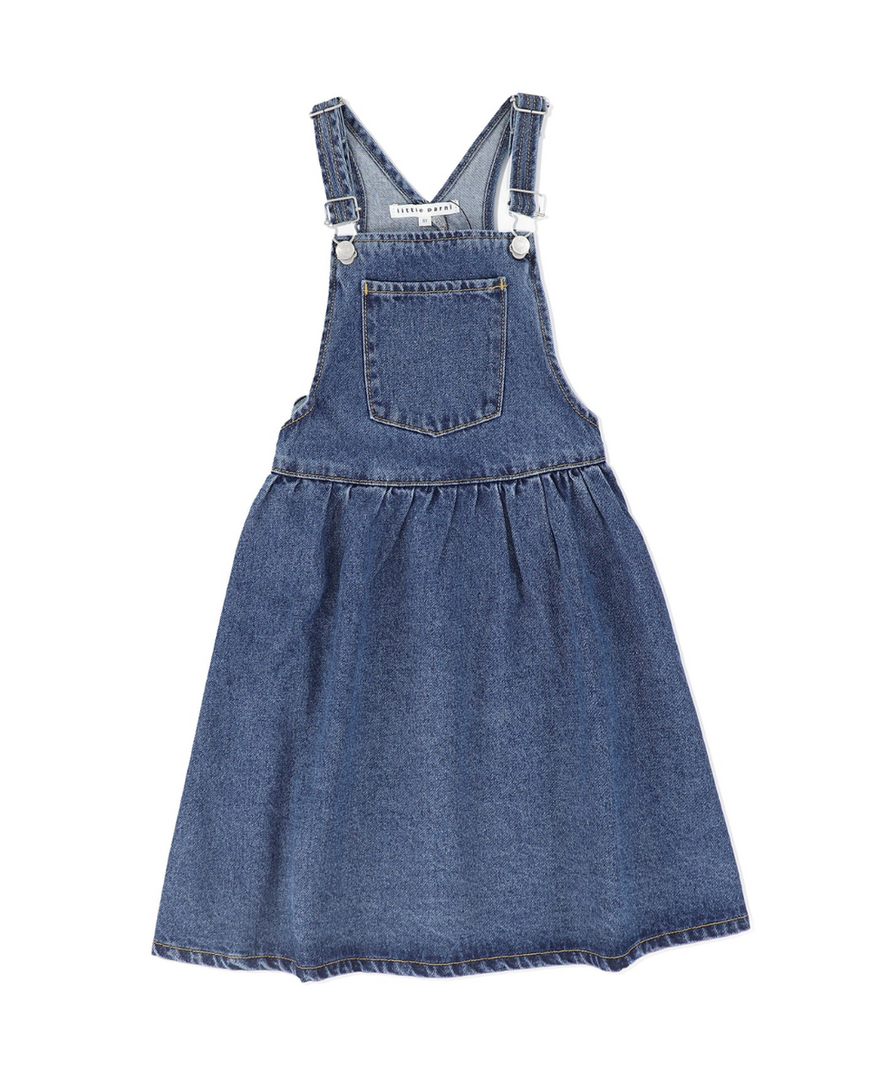 Little Parni Blue Denim Pinafore Dress