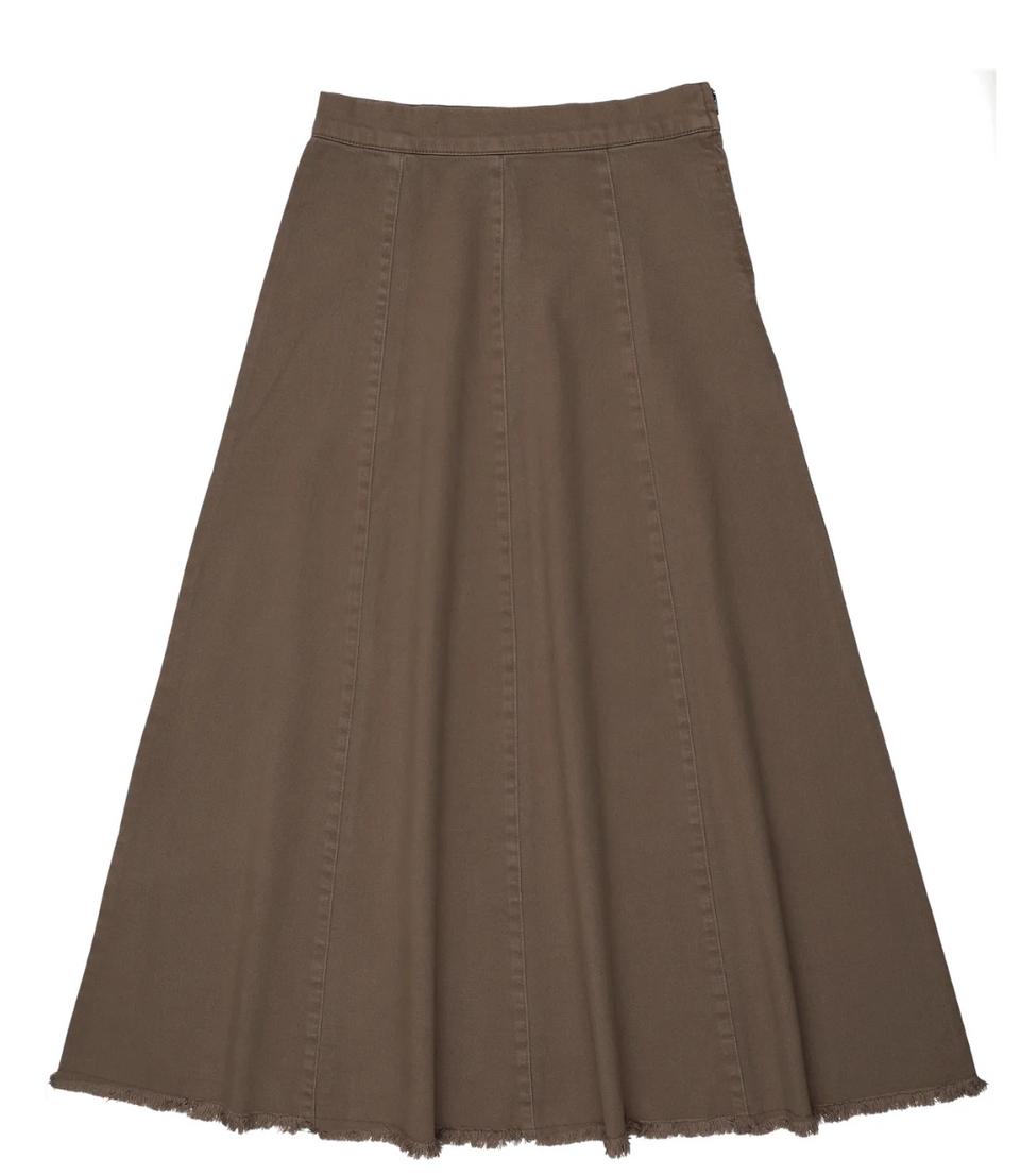 Kin Kin Chestnut Maxi Paneled Denim Skirt