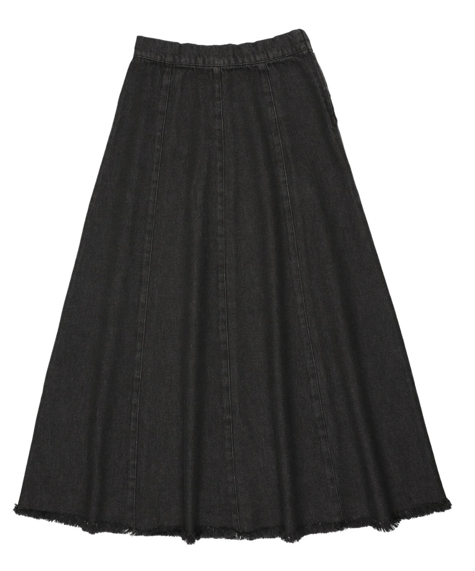 Kin Kin Black Maxi Paneled Denim Skirt
