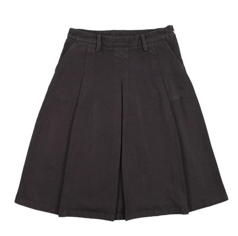 Farren + Me Washed Black Denim Pleated Skirt