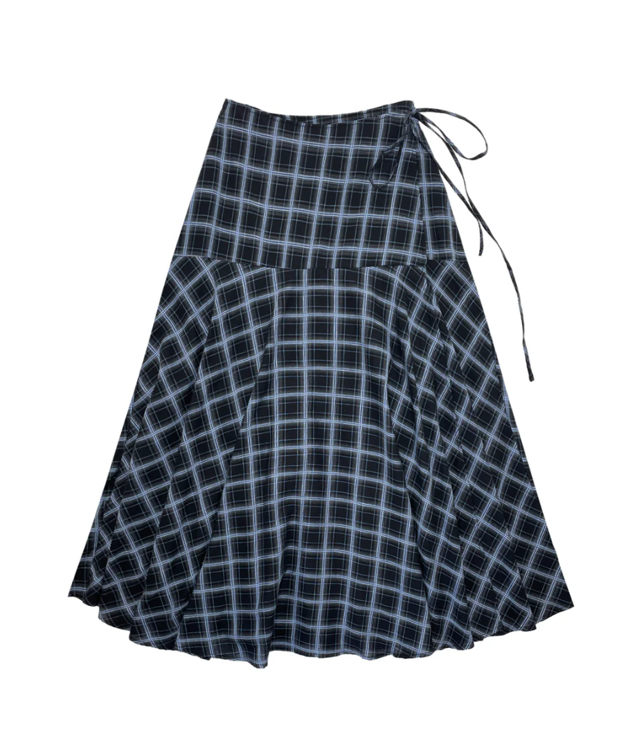 Elle oh Elle Blue/Black Plaid Fernada Skirt