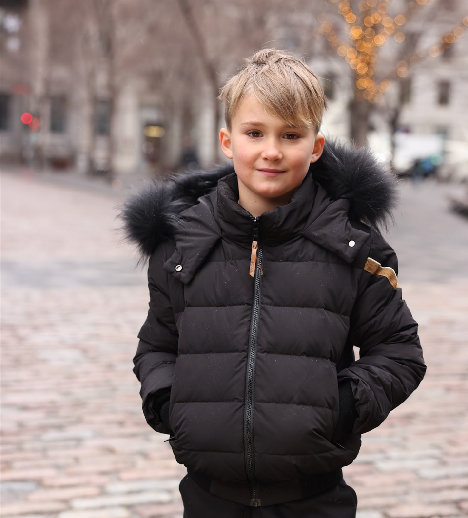 Mantel Black Side Contrast Tape Winter Jacket