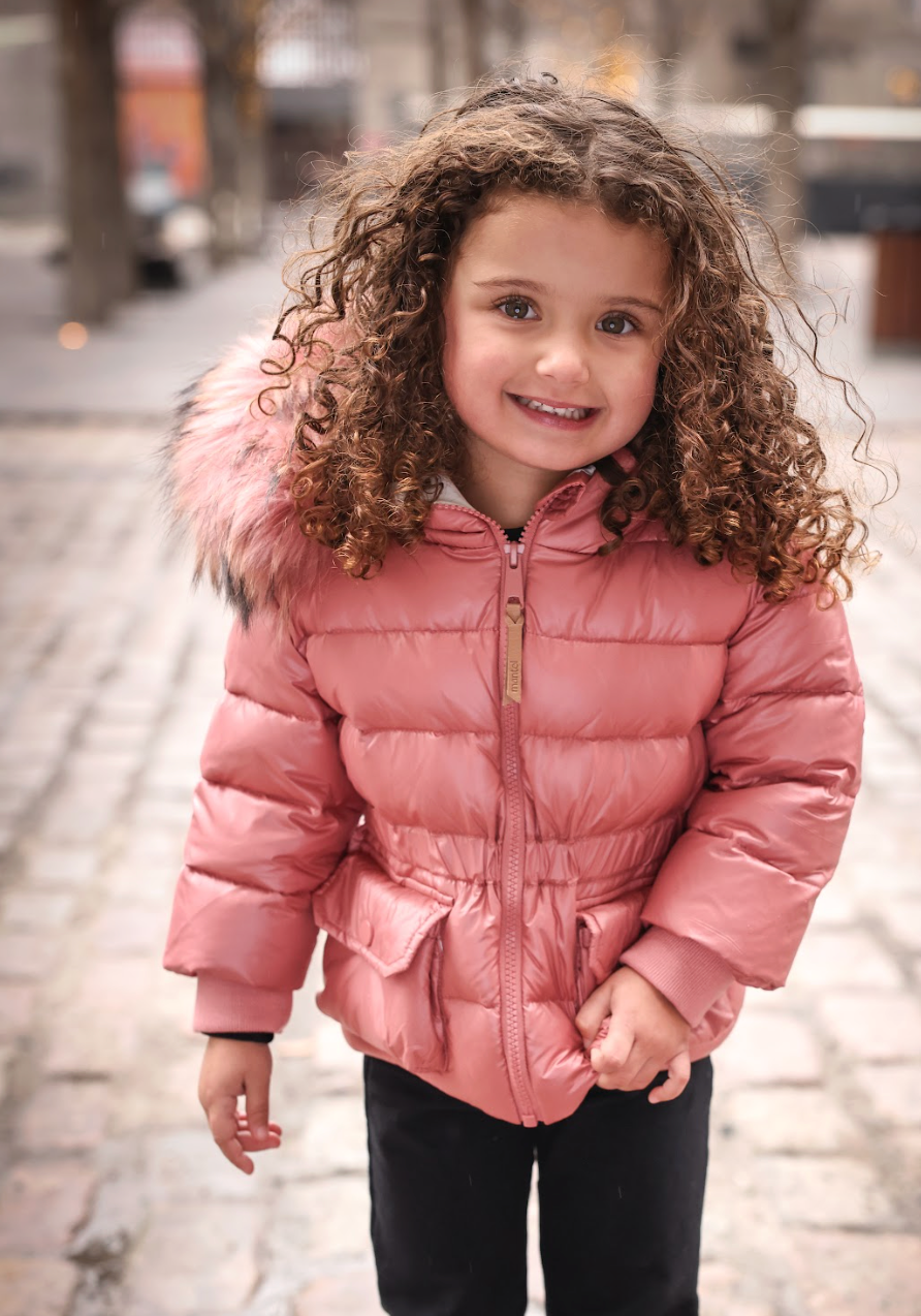 Mantel Slate Rose Duo Pocket Gathered Winter Jacket
