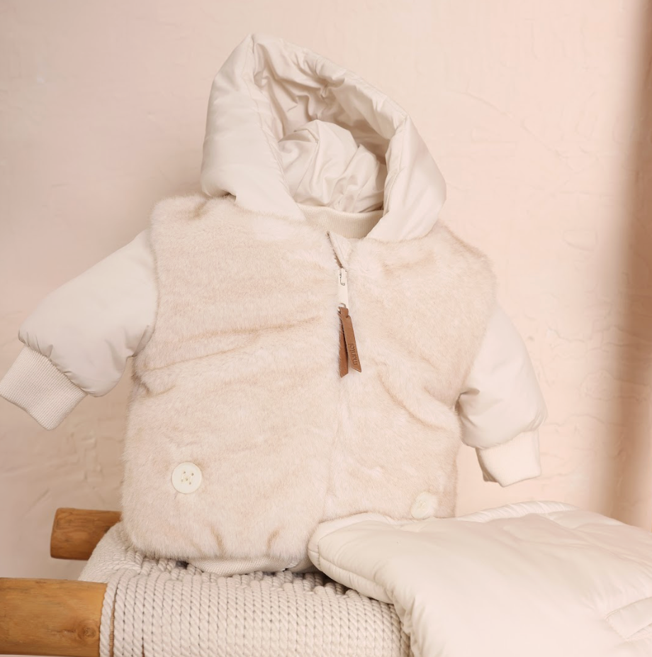 Mantel Beige Fur Front & Back Jacket