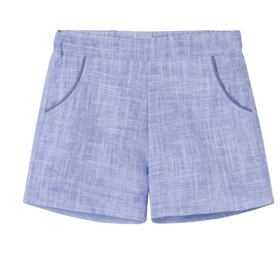 Nou Nelle Blue Linen Piped Set