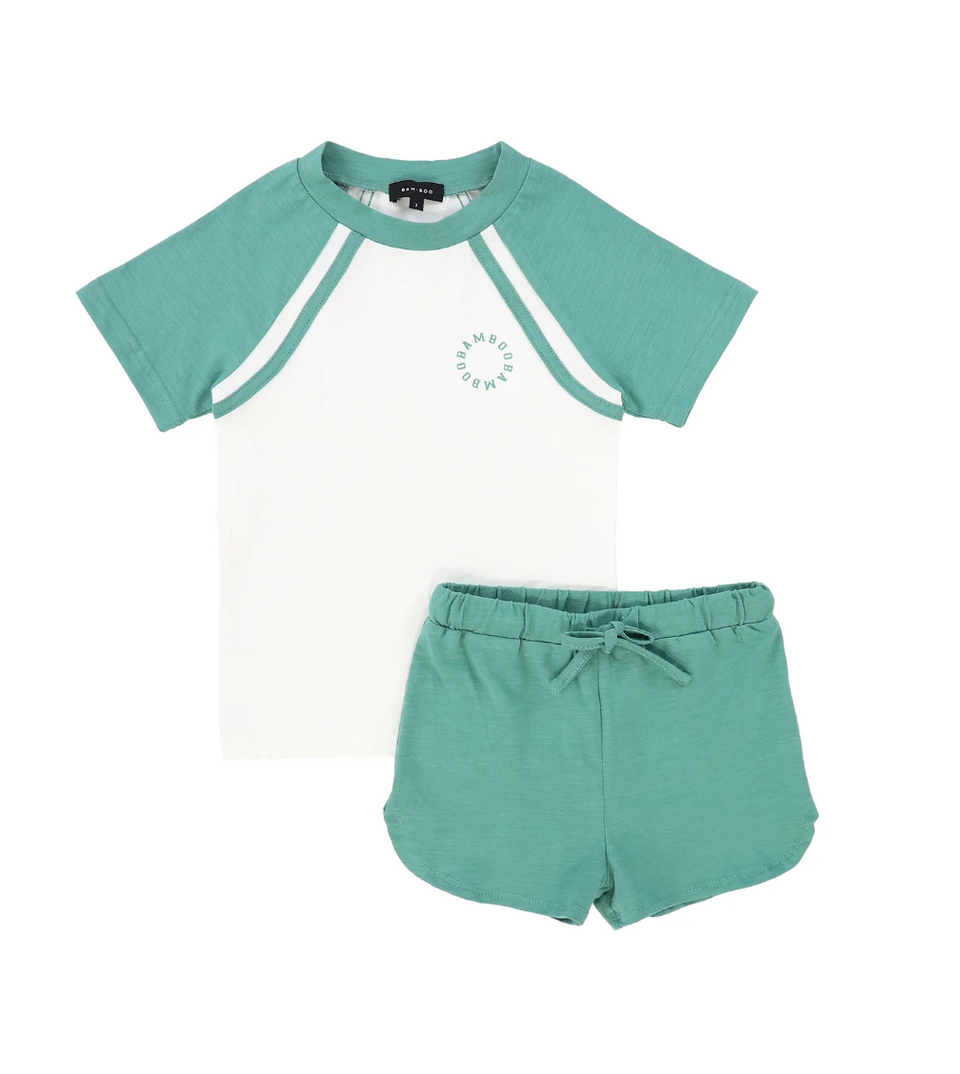 Bamboo Teal Raglan Logo Set