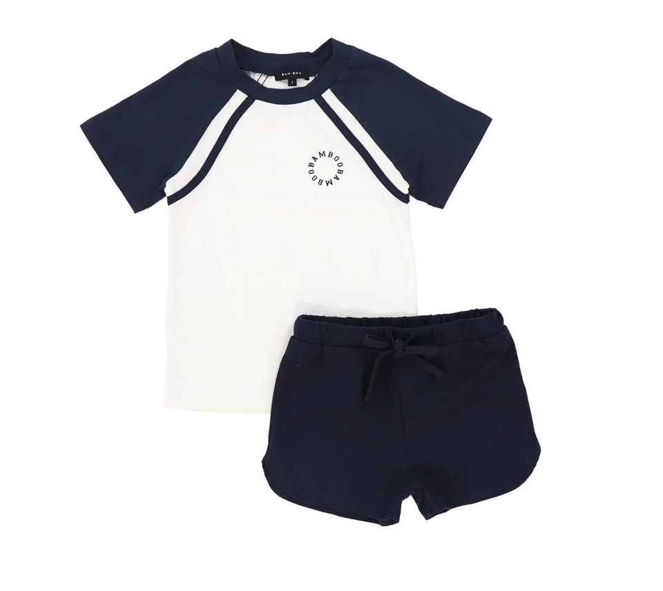 Bamboo Navy Raglan Logo Set
