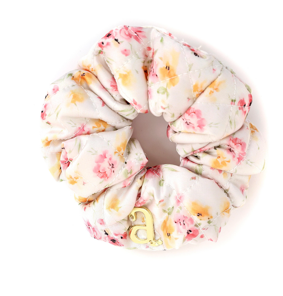 Archii Floral Satin Quilted Scrunchie