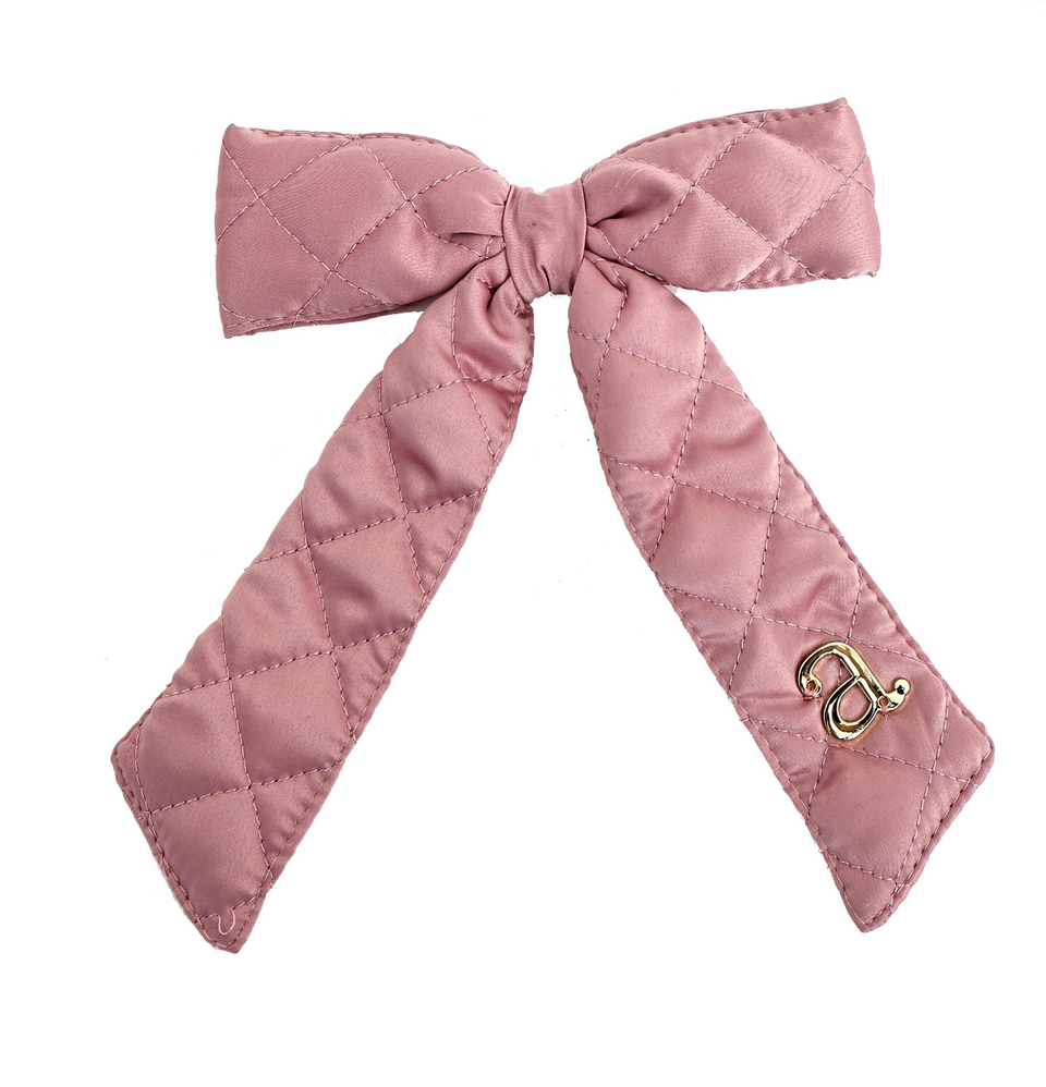 Archii Pink Satin Quilted Bow