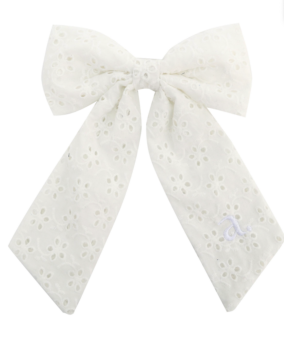 Archii White Eyelet Bow
