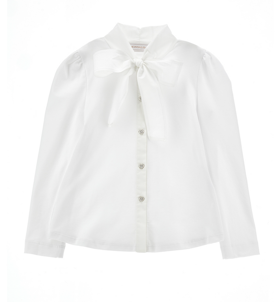 Monnalisa White Jersy White Top 8201