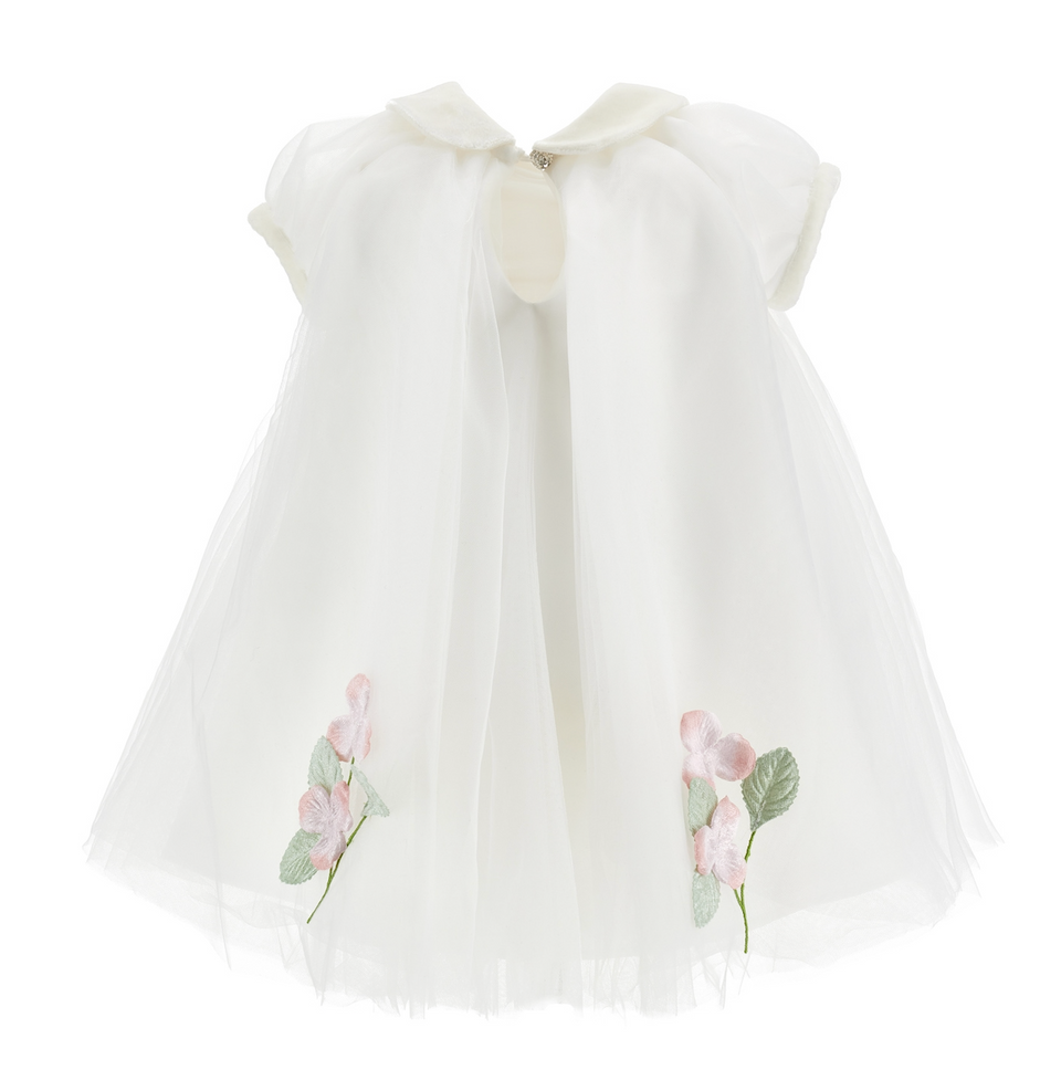 Monnalisa Tulle Floral Applique Dress