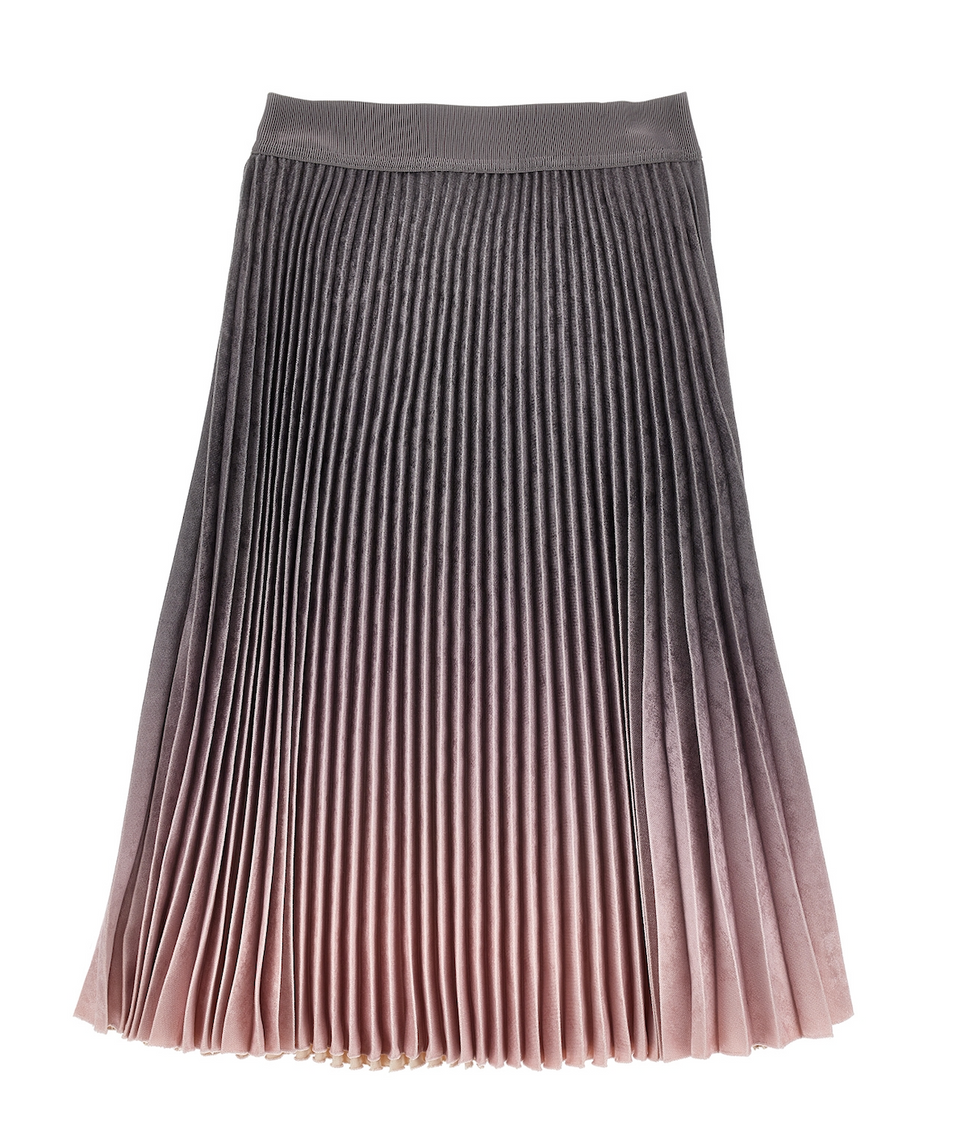 Monnalisa Charcoal Gray/Blush Pink Pleated Skirt