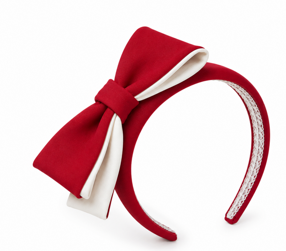 Mimisol Red Bow Detail Crepe Headband