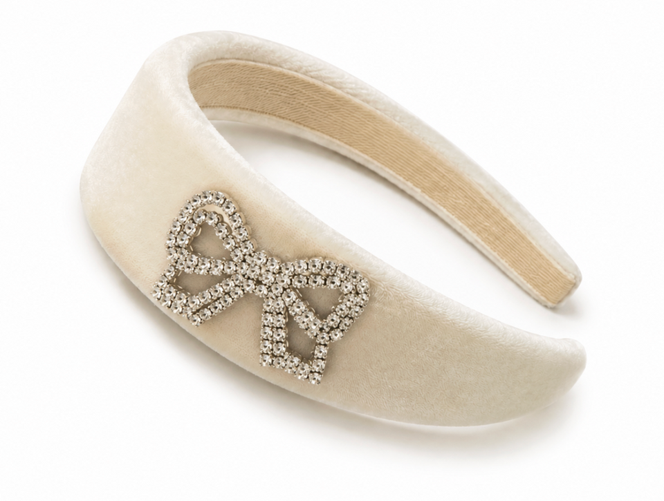 Elie Saab Cream Velvet Headband
