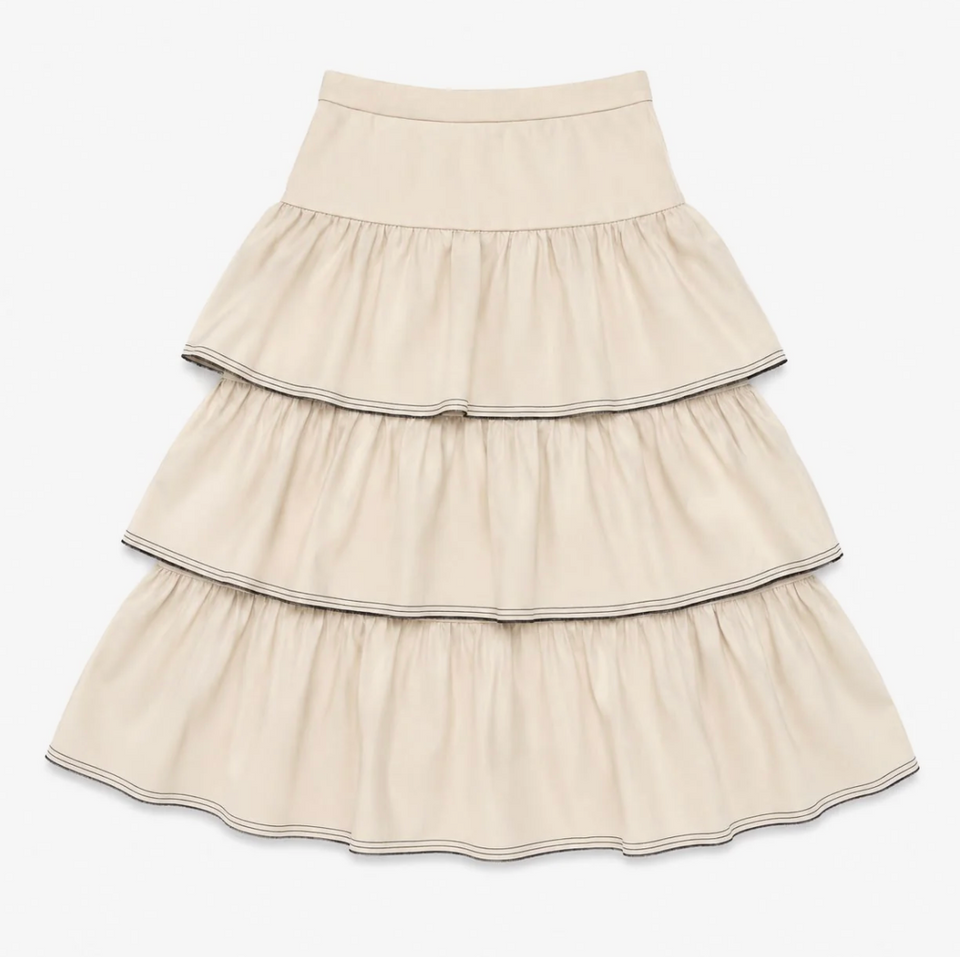 Valentina Cream Ruffle Tiered Maxi Skirt