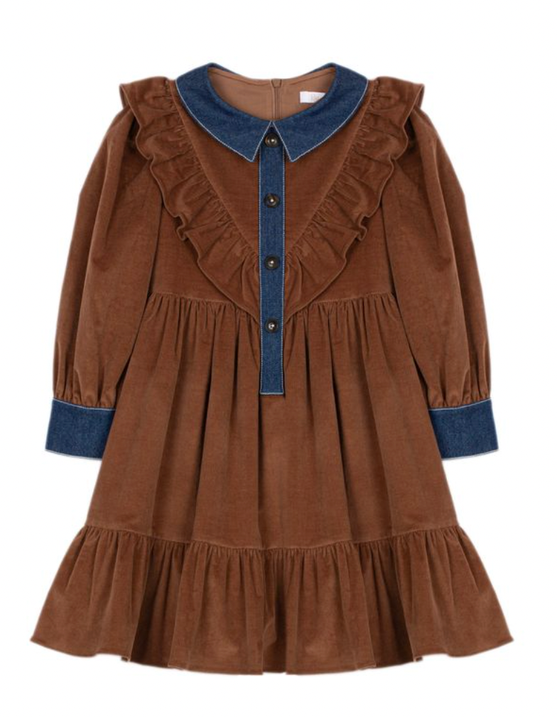 Patachou Moka Dark Brown Corduroy Dress