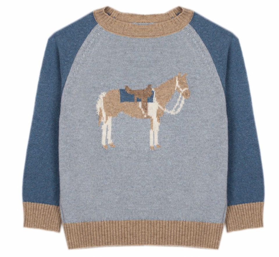 Patachou Light Blue Knit Front Design Sweater