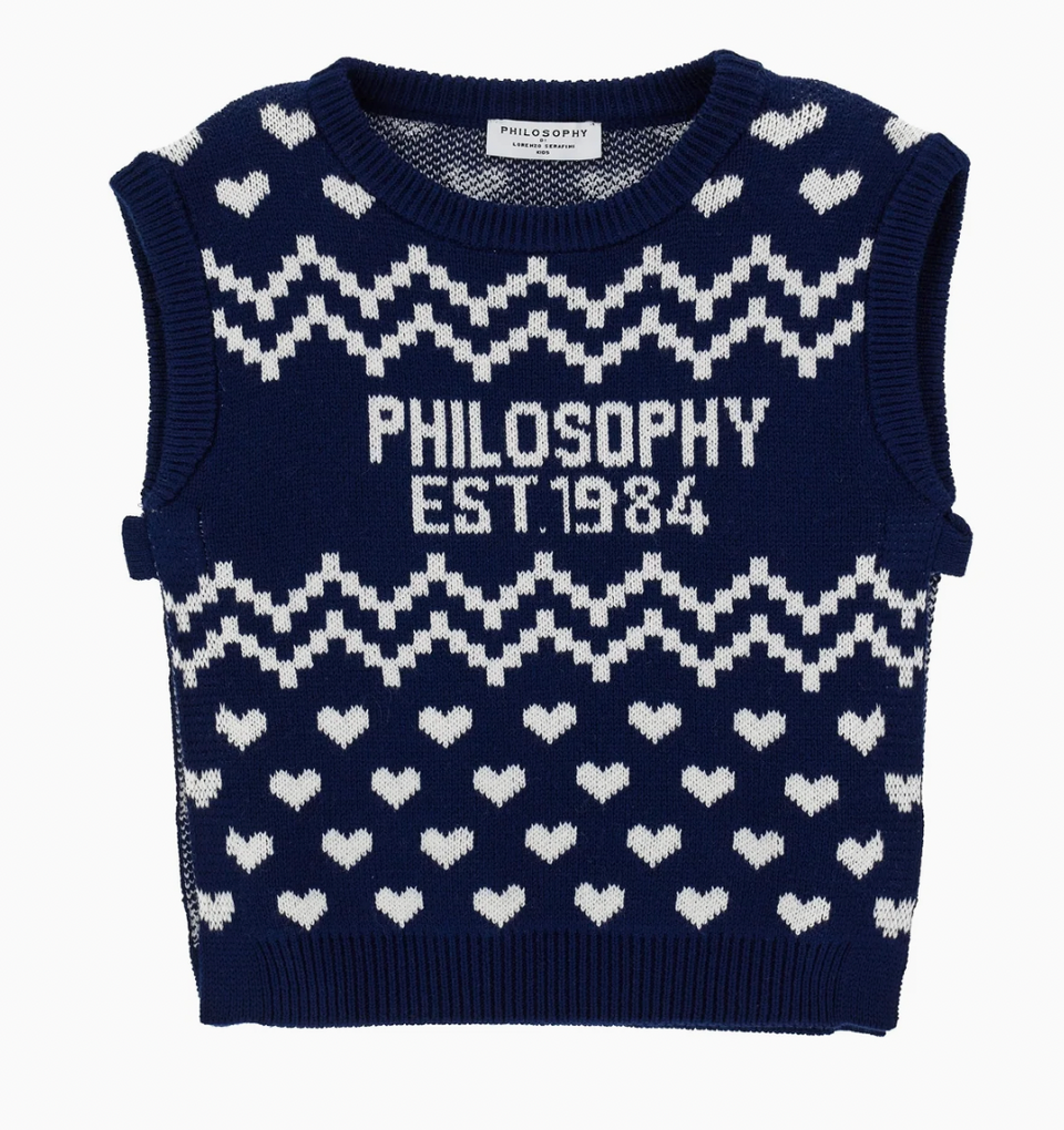 Philosophy Blue Scuro Logo & Hearts Sweater Vest