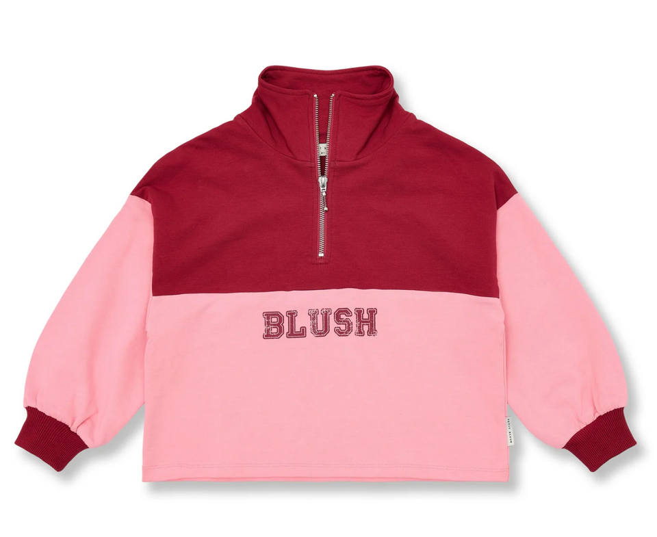 Petit Blush Blush Color Block Zipper Sweater