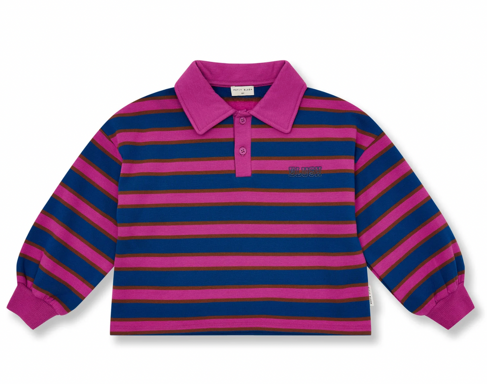Petit Blush Stripe Polo Sweater