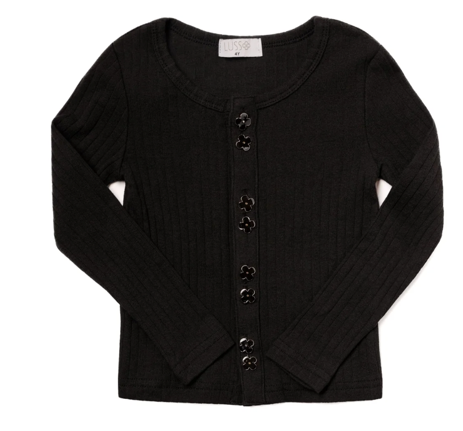 Lusso Black Pointelle Cardigan