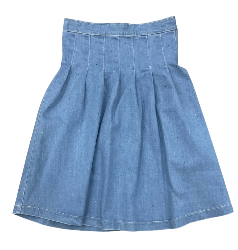 Philosophy Dark Blue Allover Strauss Denim Skirt