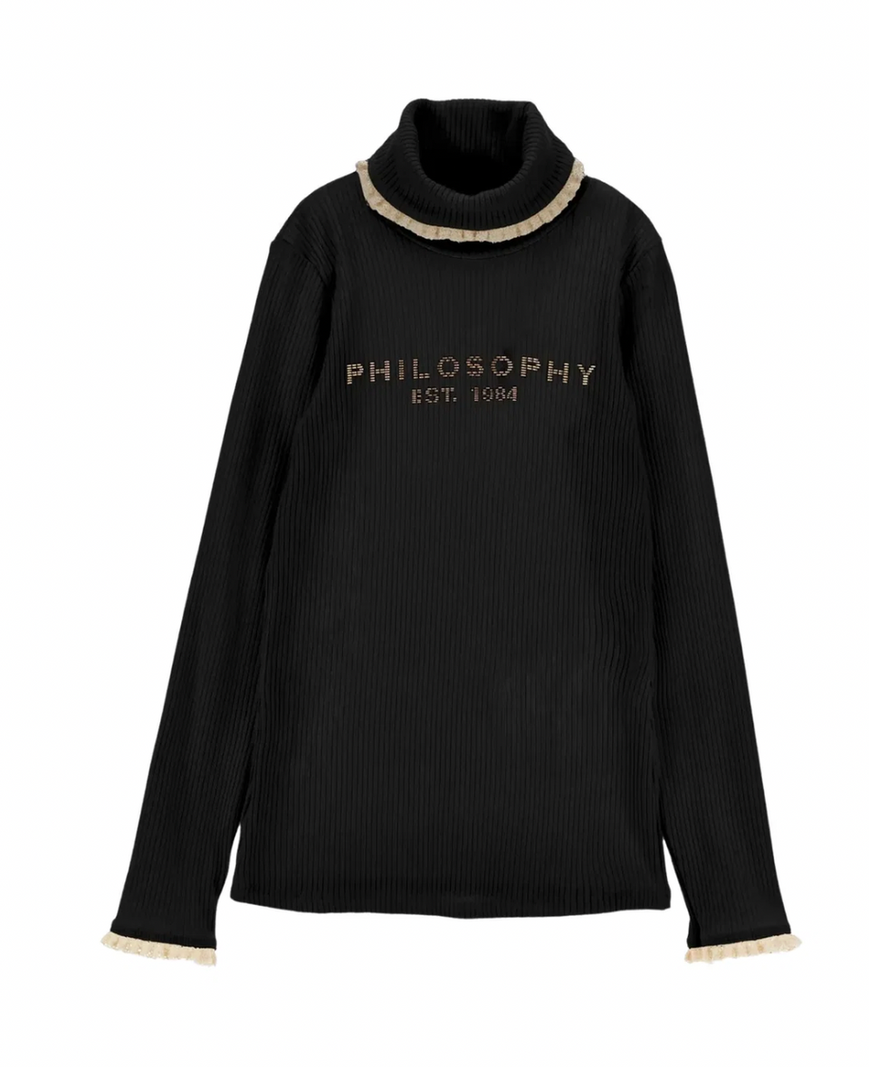 Philosophy Nero Rib Knit Logo Turtleneck