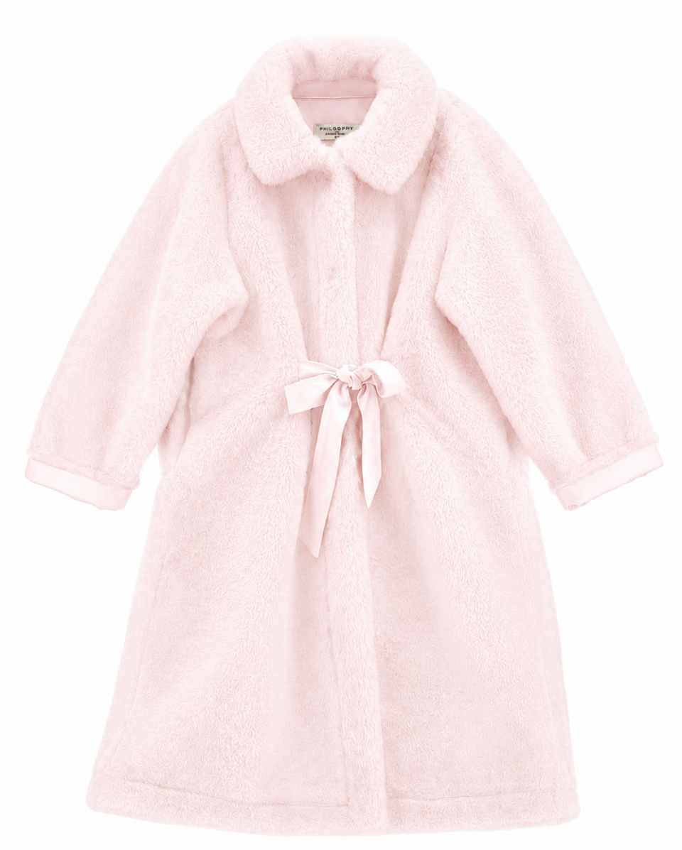 Philosophy Rosa Antico Long Teddy Tie Ribbon Coat