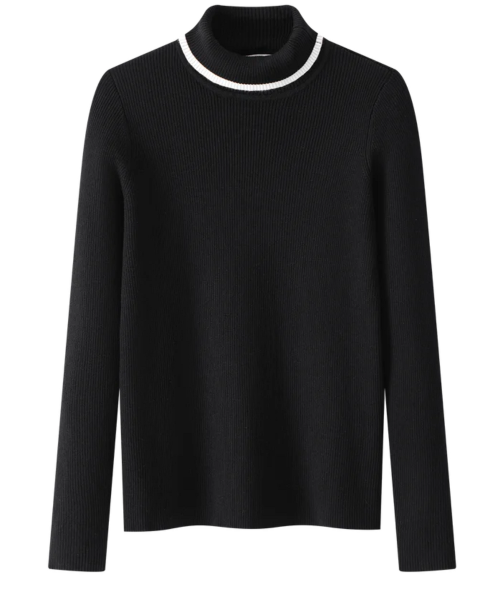 Coco Blanc Black Ribbed Turtleneck