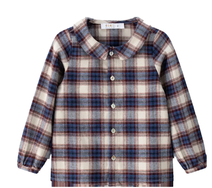 Coco Blanc Burgundy Blue Plaid Shirt
