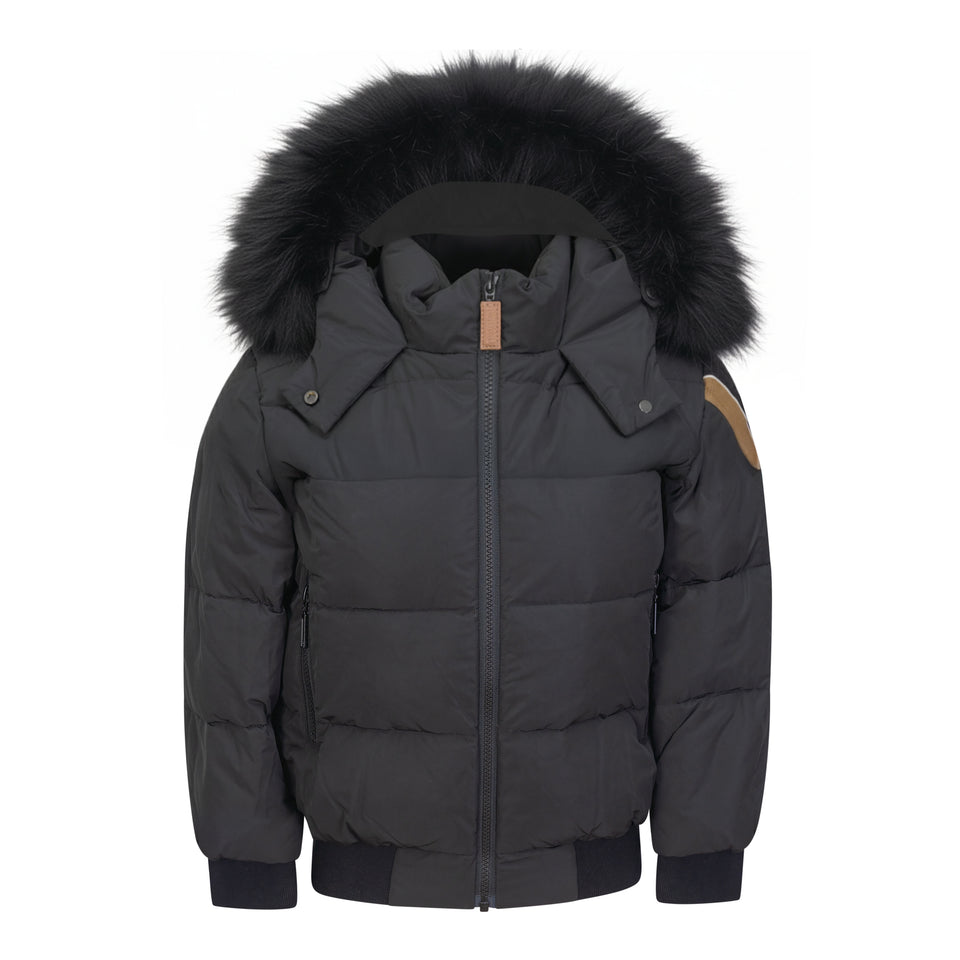 Mantel Black Side Contrast Tape Winter Jacket
