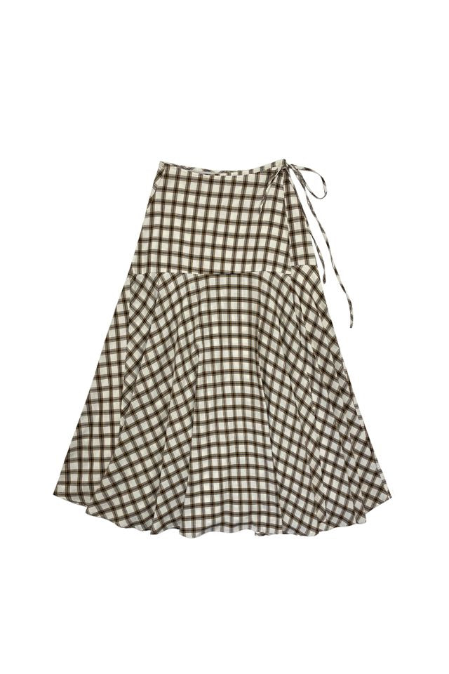 Zaikamoya Fernanda Beige Ivory Plaid Skirt