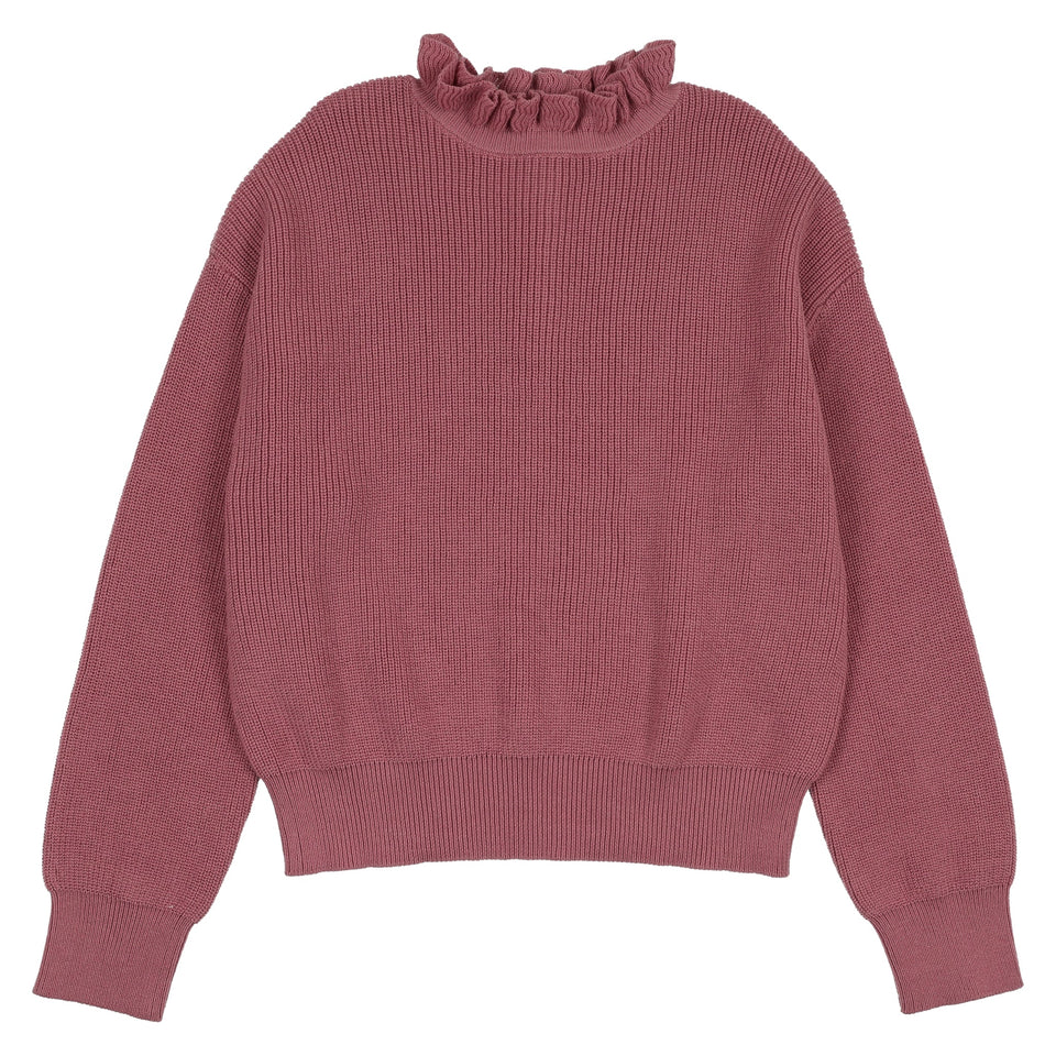 Teela Orchid Ruffle Knit Top