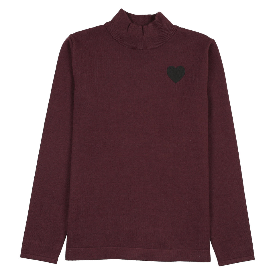Teela Burgundy Knit Mockneck